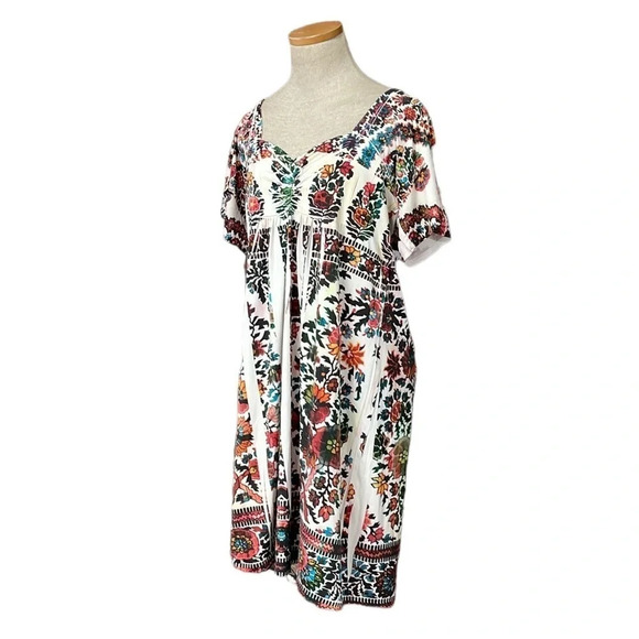 Unity World Wear Dress Womens X Large White Red Short Sleeve A-Line Open Back - Picture 3 of 16